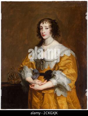 A pregnant Queen Henrietta Maria (1609-1669), Queen consort and wife of Charles I of England, Scotland and Ireland, portrait painting by Anthony van Dyck, 1636 Stock Photo