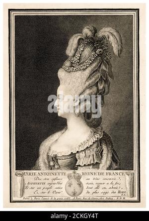Marie Antoinette (1755-1793), Queen of France, portrait engraving by Jean-Baptiste Isabey, 1783 Stock Photo