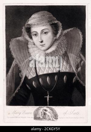 Mary Queen of Scots (1542-1587), portrait engraving by John Whessell, 1825 Stock Photo