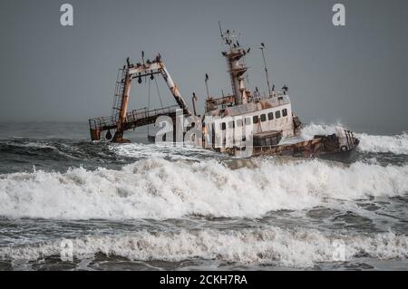 Zeila Shipwreck stranded on 25th August 2008 near Henties Bay on the Skeleton Coast in Namibia