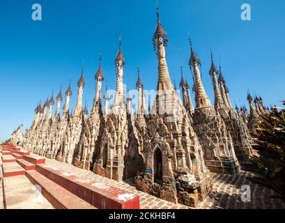 Stupas in the Kakku Pagoda Complex in Myanmar Stock Photo