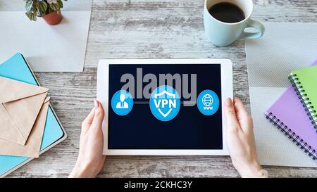 VPN - Virtual perivate network. Internet conncetion privacy concept Stock Photo