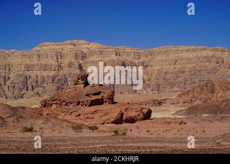 Landscape Timna Valley, Arava, Israel. The Timna Natural and Historic park is located in the southwestern Arava, some 30 km. north of the Gulf of Eila Stock Photo