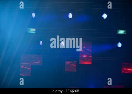 Stage lighting on a dark blue background. Stock Photo