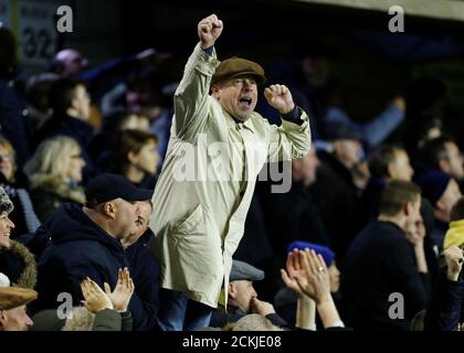 Soccer Football - FA Cup Fourth Round - Millwall v Everton  - The Den, London, Britain - January 26, 2019   Fans celebrate inside the stadium      REUTERS/Eddie Keogh