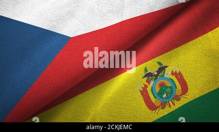 Czech Republic and Bolivia two flags textile cloth, fabric texture Stock Photo