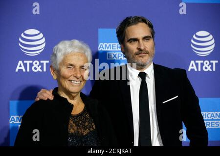 Actor Joaquin Phoenix and his mother Arlyn Sharon Dunetz arrive at the