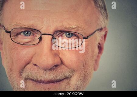 Portrait of happy Old Man with glasses Stock Photo
