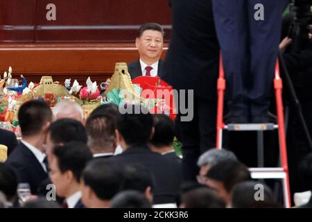 Chinese President Xi Jinping attends a reception at the Great Hall of the People marking the 70th anniversary of the founding of the People's Republic of China in Beijing, China September 30, 2019.   REUTERS/Thomas Peter