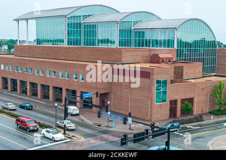 Hampton Virginia,Tidewater Area,Virginia Air and & Space Science Center centre,history,collection exhibits outside exterior front entrance landmark Stock Photo