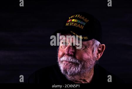 Abstract Of Old Vietnam Veteran Staring Off Stock Photo
