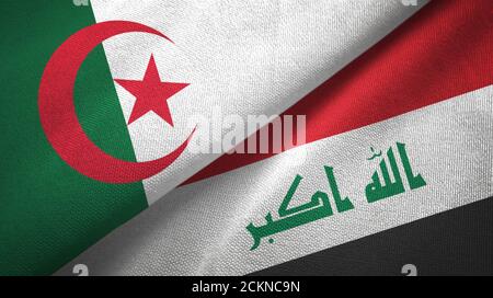 Algeria and Iraq two flags textile cloth Stock Photo