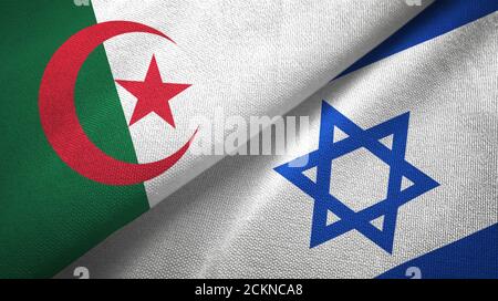 Algeria and Israel two flags textile cloth, fabric texture Stock Photo