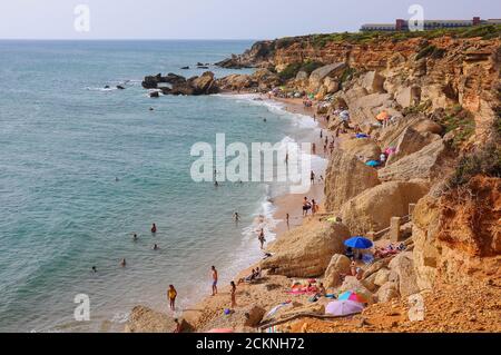 Calas de Roche beach in Conil de la Frontera. Beautiful coves in Cadiz, Spain Stock Photo