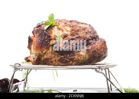 juicy pork neck, baked meat with spices Stock Photo