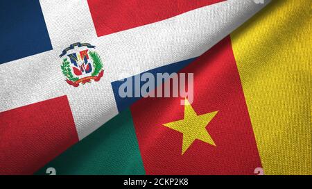 Dominican Republic and Cameroon two flags textile cloth, fabric texture Stock Photo