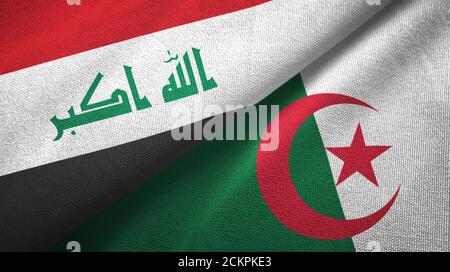 Iraq and Algeria two flags textile cloth, fabric texture Stock Photo