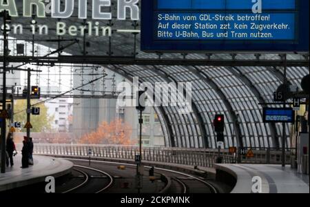 A Sign Announces Rail Service Interruption Due To A Train Drivers Union Gdl Strike At The Spandau Station In Berlin November 6 2014 Deutsche Bahn Will Take Legal Action Against A Train [ 300 x 450 Pixel ]