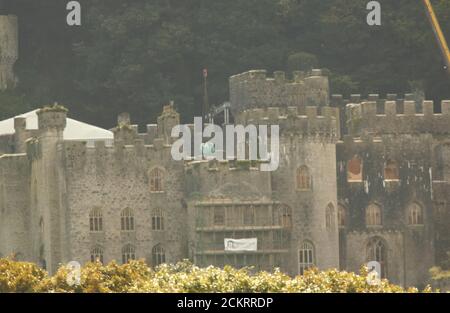 Gwrych Castle being prepped for I’m a celebrity filming credit Ian Fairbrother/Alamy stock photos Stock Photo