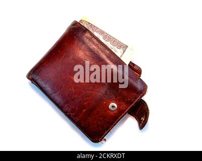Money American dollars in a man's wallet. Stock Photo