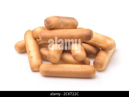 Pile of bread sticks isolated on white Stock Photo