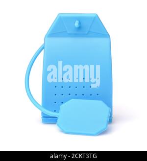 Front view of blue silicone tea Infuser bag isolated on white Stock Photo