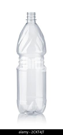 Front view of empty plastic PET bottle isolated on white Stock Photo