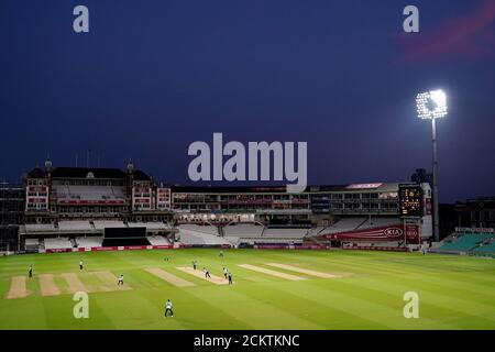 Sussex Shark's Luke Wright hits out during the Vitality Blast T20 match at the Kia Oval, London. Stock Photo