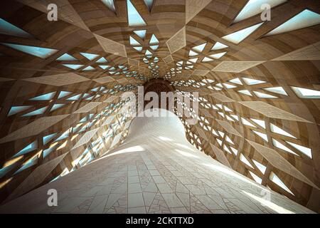 Barcelona, Spain. 16th Sep, 2020. Inside view of the nearly finished tower of the Virgin Mary which will be the Temple's second tallest with 138 meters.and one of the six central towers surpassing the lateral bell towers, which had made up the iconic profile for the past decades, in height. Credit: Matthias Oesterle/Alamy Live News Stock Photo