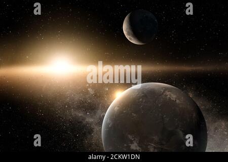 High quality Deep space beauty, planets, stars and galaxies with the sun in the universe. Elements of this image furnished by NASA Stock Photo
