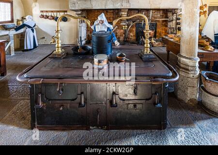 Monastery kitchen in the museum of the Hotel-Dieu in Beaune, France Stock Photo