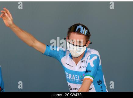 Grenoble, France. 16th Sep, 2020. 16th September 2020; Grenoble, France; Tour De France 2020, Grenoble to Meribel, stage 17; Daniel Martin Ireland Israel Start-Up Nation acknowledges the crowd Credit: Action Plus Sports Images/Alamy Live News Stock Photo
