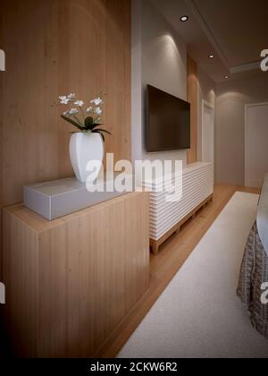 High-tech bedroom. 3d render Stock Photo