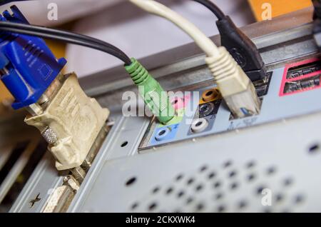 Computer system unit, wires Stock Photo