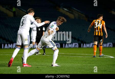 GOAL Ezgjan Alioski of Leeds United pulls a goal back to make the score 2-1  during the Millwall vs Leeds United EFL Championship Football match at the  Stock Photo - Alamy