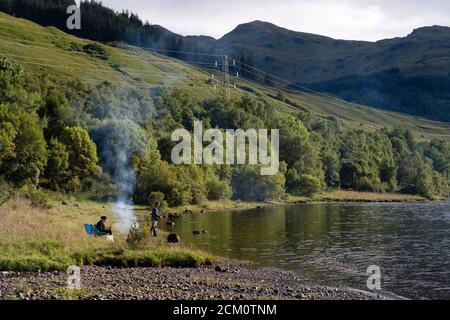 Loch Lubhair Trossachs Scotland Off A85 Road Near Crianlarich Popular Wild Camping Spot Stock Photo Alamy