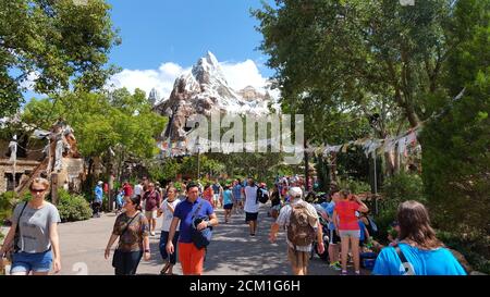 Magic Kingdom Park with Expedition Everest in the background, Walt Disney World, Orlando, Florida, United States Stock Photo