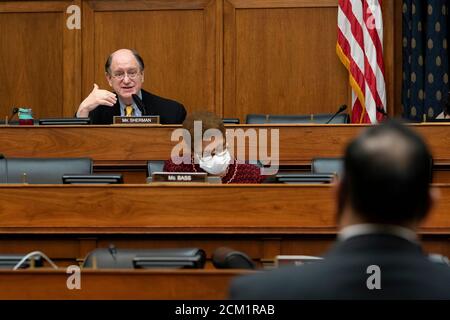 United States Representative Brad Sherman (Democrat of California), left, speaks during a US House Foreign Affairs Committee hearing in Washington, D.C., U.S., on Wednesday, Sept. 16, 2020. The hearing is investigating the firing of State Department Inspector General Steve Linick. Credit: Stefani Reynolds / Pool via CNP /MediaPunch Stock Photo