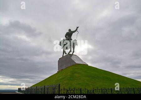 Ufa/Russia-09.01.2020:monument to Salavat Yulaev on the background of clouds Stock Photo