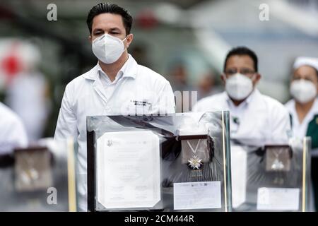Mexico City, Mexico. 16th Sep, 2020. Medical workers attend Mexico's Independence Day military parade in Mexico City, capital of Mexico, Sept. 16, 2020. Credit: Francisco Canedo/Xinhua/Alamy Live News Stock Photo