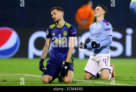 Soccer Football - Champions League - Group C - GNK Dinamo Zagreb v Manchester City - Stadion Maksimir, Zagreb, Croatia - December 11, 2019  Manchester City's Phil Foden celebrates scoring their fourth goal          REUTERS/Antonio Bronic