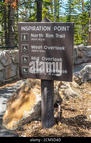 Yellowstone NP, WY, USA - July 6, 2019: The Inspiration Point Trail Stock Photo