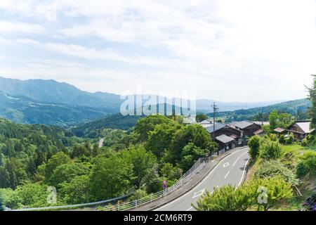 Old town of Magome. Magome-juku was a historic post town of famous Nakasendo trail between Kyoto and Edo. Stock Photo