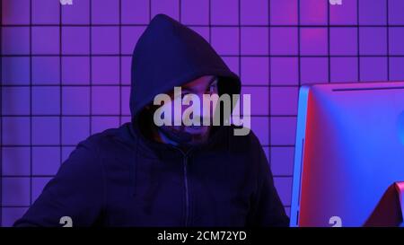 Hacker or gamer commenting on something. Stock Photo
