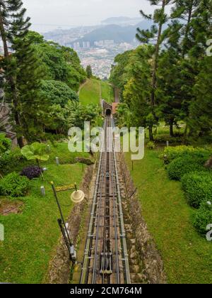 Penang Hill Upper Station, Malaysia thick greens, vertical Stock Photo