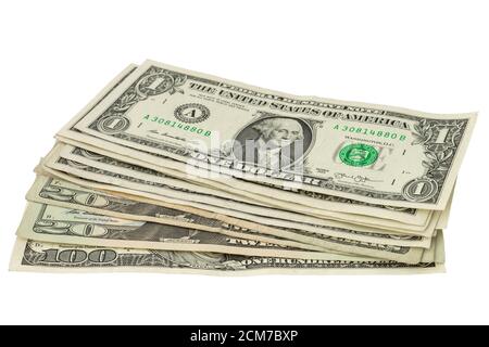 dollar Banknotes isolated white background, cash money, money concept Stock Photo