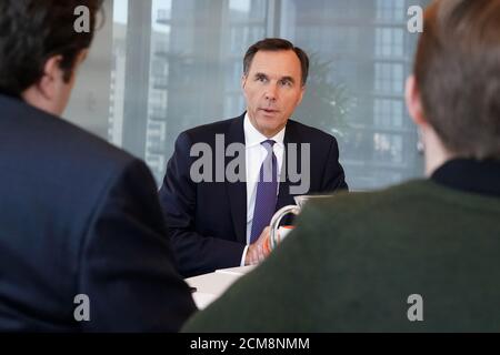 Canadian Minister of Finance Bill Morneau speaks during an interview with Reuters in Toronto, Ontario, Canada, May 17, 2018.  REUTERS/Carlo Allegri
