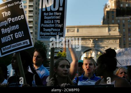 People protest against the Trump administration policy of separating immigrant families suspected of illegal entry, in New York, NY, U.S., June 19, 2018.  REUTERS/Brendan McDermid