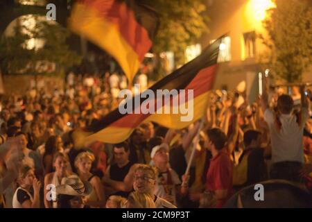 Fans at the public viewing biem football match Germany against Poland on World Cup 2006 Stock Photo