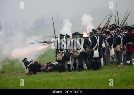 Battle reenactment on 18.10.2006 the Franco-Prussian Battle of Jena in Auerstedt Stock Photo